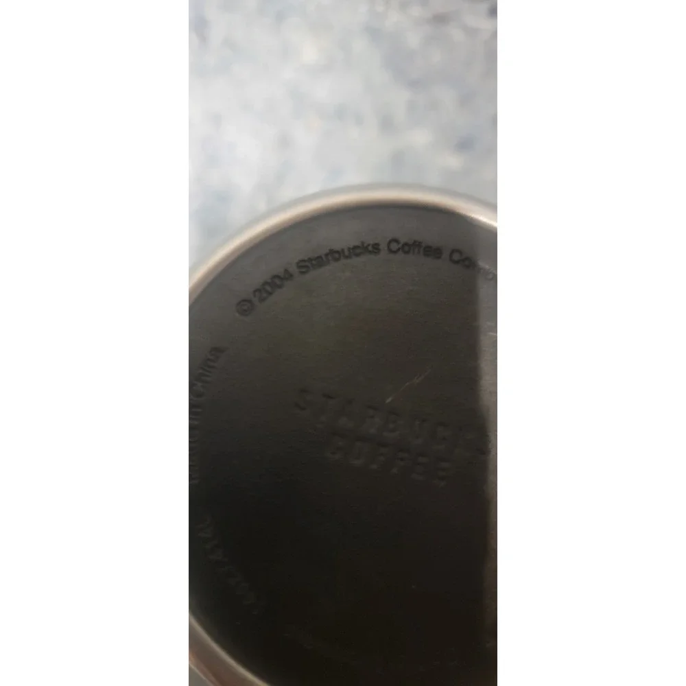 Starbucks 2004 Two-Tone‎ White Silver and Rubber Bottom Coffee Tea Mug
